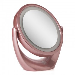Espejo Iluminado Maquillaje  Ø14,2Cm Recargable-Regulable Rosa