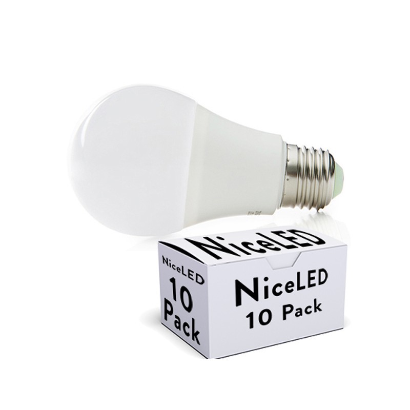 Pack 10 Lámparas LEDs Esférica Aluminio/PC E27 9W 810Lm 30.000H
