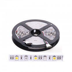 Tira de 300 LEDs 60W 3.402Lm 3000ºK SMD5050 24VDC IP20 RGB+Blanco Cálido x5M 30.000H [CA-5050-60-24-IP20-RGB-WW]
