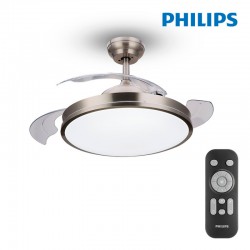 Ventilador Techo de LED Modelo Atlas Nikel Potencia: 28+35W con Mando A Distancia Philips [E3-93544]