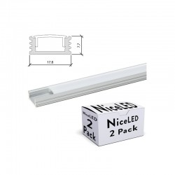 Pack de 2 Perfil de Aluminio para LEDs Difusor Opal Tira 2M