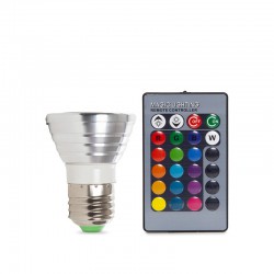 Bombilla de LEDs RGB 3W E27 Mando a Distancia