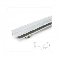 Perfíl Aluminio para Tira LED Instalación Escaleras - Difusor Opal  x 1M