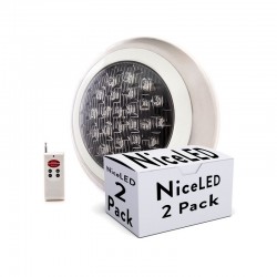 Pack 2 Foco de Piscina LED Superficie Ø300Mm Multicolor Mando a Distancia 24W